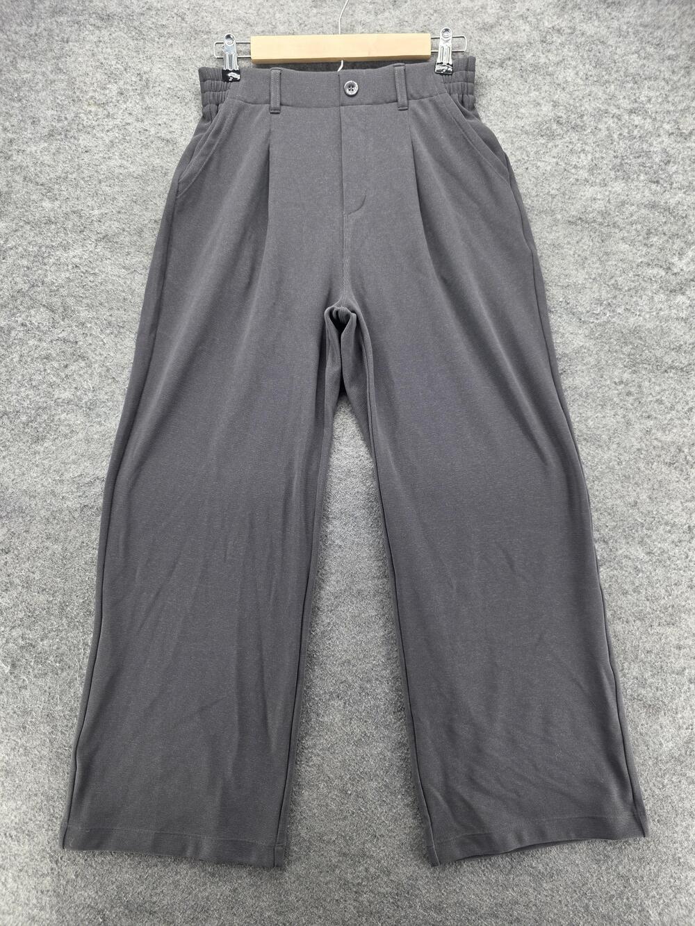 Ewedoos Pants Womens S Gray Sweatpants Petite Pull On Pleated Elastic 28 In